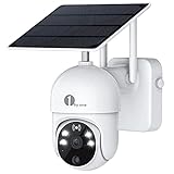 Überwachungskamera Aussen,WLAN IP Kamera Aussen mit Akku,Schwenkbar Nachtsichtkamera mit Solarpanel 2-Wege-Audio und SD