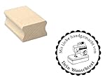 Holzstempel Motivstempel Stempel « Mit Liebe handgemacht » mit persönlichem Wunschtext/Wunschnamen und Motiv Nähmaschine - Scrapbooking Embossing Basteln - Handarb