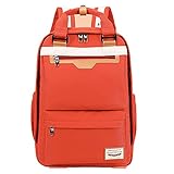 Kfaifa Laptoprucksack wasserdichte Schule Computertasche Damen Herren Schultasche Freizeit Wanderrucksack Schulter stoßfest süß frisch (Color : Orange red, Size : 161.inch)