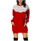 TWIOIOVE pulloverkleid Damen Winter Sweatshirtkleid Weihnachtskleid Christmas Cartoon Drucken Cocktailkleid Knielang Langärmliges Kleid Pullikleid Kapuzenp