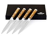 makami 4er-Set Premium Steakmesser mit scharfer, glatter Klinge aus deutschem Messerstahl und Griff aus Pakk