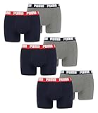 PUMA 6 er Pack Boxer Boxershorts Men Herren Unterhose Pant Unterwäsche, Farbe:036 - Blue / Grey Melange, Bekleidungsgröße:XXL