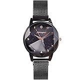 RORIOS Damen Uhren Leuchtenden Sternenklarer Himmel Damenuhr Armbanduhr Analog Quarz Ultradünne Edelstahl Mesh Mode Women W