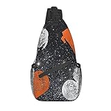 LYSHZO Star Poker Sling Rucksack wasserabweisend Anti-Falten Herz Sling Bag zum Wandern, Schwarz , Einheitsgröß