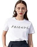 Friends Shirt Damen Shirts Sommer Süß Partnerlook Freund Shirt Frauen Oberteile Tops T-Shirt mit Aufdruck Buchstaben Kurzarmshirt Sport Mädchen Outdoor Freizeitkleidung 1Pcs(Weiß-Friends-S)