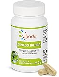 Vihado Ginkgo Biloba Kapseln – hochdosierter Ginko Extrakt + Pantothensäure für normale geistige Leistung – vielseitiges Nahrungsergänzungsmittel – natürlich und vegan – 90 Kap