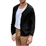 Herren Bekleidung Verkauf Verkauf Clearance Herren Casual Einfarbig Leder Knopf Cardigan Jacke Gentleman Warm Herren Polo Rugby Hemden Patchwork Tops Größe S-XXXXXL, schwarz 1, 3XL