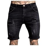 BIBOKAOKE Herren Zerrissene Shorts Jeans Destroyed Denim-Shorts Used Look Washed Vintage Jeansshorts Sommer Regular Fit Kurze Hose Casual Verschleißfest Denim Short Freizeitshorts B