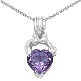 Collier/Kette mit Herz-Anhänger-Amethyst 925-Silber R