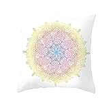 Agoble Allergiker Kissen, Kopfkissenbezug Abwischbar Polyester 1 Stück 40X40cm Kissenbezug Weiß Gelb Mandala-B