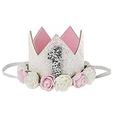 COUXILY 1 Stk Geburtstag krone Stirnbänder Baby Birthday Tiara Mädchen Glänzend Krone Geschenksets Haarband (FS01)