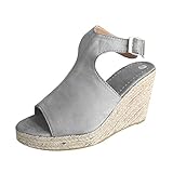 JLGY Plateau Sandalen Damen Keilsandalen Keilabsatz Strandschuhe Peep Toe hoher Absatz Formelle Schuhe Damenschuhe Sommer Freizeitschuhe Outdoorsandalen Schnalle Flache S