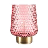 Pauleen 48134 Rose Glamour mobile Tischleuchte Glas Tischlampe Timerfunktion 6H Batterie Glaslampe ohne Kabel Rosa Glas/M