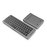 VNFWLDM Faltbare Bluetooth-Tastatur, Bluetooth und USB-kabelgebundene wiederaufladbare tragbare Mini-BT-kabellose Tastatur mit Touchpad-Maus für Android, Windows, PC, Tab