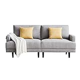 WSDJ 2 Seater Sofa Small M Modern Fabric Sofa 2 Seater Sofa with Sleep Function, Square Armrest Fabric Sofa Upholstered Sofa, 180 cm Couch Seat (Grey)