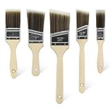 5 Stück Flachpinsel Set zum Holz streichen Pinsel für Lasur und Farbe Profi Malerpinsel aus Kunstfaser Kein B