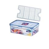 LocknLock HPL817T PP Classic Vorratsdose mit Gitter, 1 L, 205 x 134 x 69 mm, 100 % luft- und wasserdicht, Cleveres Verschluss-System, Frischhaltedose für Kühlschrank & G