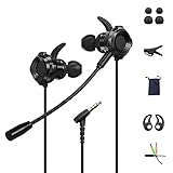 Auleset G7 Universal 3,5 mm kabelgebundene Gaming-In-Ear-Kopfhörer mit Mikrofon, kompatibel mit iPhone und Android, PC-Gaming, MP3, Schw