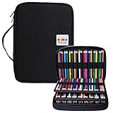 BOMKEE Federmäppchen mit 220 Schlitze Mehrschichtige Bleistift Organizer für Prismacolor Aquarell Bleistifte, Crayola Buntstifte, Marco-Stifte, Kosmetikpinsel(Schwarz)