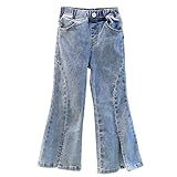 renvena Mädchen Jeans Hosen Bootcut Elegant Schlaghose Vintage Denim Jeanshosen Freizeithose Flared Lang Slim Fit Pants Gr.98-140 Hellblau 146-152