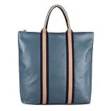 OBC Made in Italy XXL Damen Leder Rucksack Tasche Shopper Handtasche Schultertasche Cityrucksack Daypack Ledertasche Freizeitrucksack (Jeansblau)
