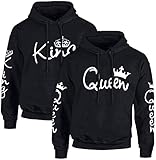 Couple Camp King Queen Hoodie Pullover Set für Pärchen (Queen Damen, Schwarz M)