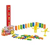 Fancylane Domino Zug, Elektrischer Domino-Zug Spielzeug Set, Domino Rally Elektronische Zug Modell Bunt Spielzeug Set Mit Lichtern Und Musik, Lernspielzeug Für Kinder Über 3 J