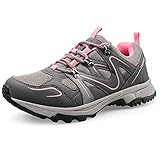 riemot Wasserdichte Wanderschuhe für Herren und Damen, Sommer-Turnschuhe für Outdoor, Wandern, Trekking, Klettern, Trailrunning-Schuhe, atmungsaktive Ansatzschuhe, niedrige Taille, Grau/Pink, 41 EU