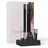 NTHJOYS Elektrischer Flaschenöffner,Korkenzieher Elektrische,mit Ladestation Automatischer Flaschenöffner mit Kapselschneider, Weinbelüfter, Weinstopper Luftvakuum-Flaschenö