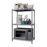 Regal Drahtregale Einheit Lagerregale Metall Mikrowellenofen Ständer for Pantryschrank Küche Wäscherei 3 Tier Lagerregal Für Küchenschrankgeschirr (Color : Silver Gray, Size : 35x56x80cm)