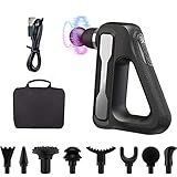 32 Geschwindigkeiten Massagepistole, QQ CAT Elektrisch Einstellbaren Muscle Gun Massagegerät mit 8 Massageköpfen, Massage Pistole für Nacken Schulter Handmassagegerät mit LED-Anzeige, Leise, Silb