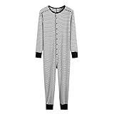 MNRIUOCII Männer Einfarbig Button-Down-Overall Herren Jumpsuit Onesie Jogger Einteiler Runder Kragen Langarm Klappenknopf Strampler Nachtwäsche Trainingsanzug Slim F