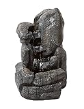 SEINHIJO Gartenbrunnen Springbrunnen Wasserfall 3 Tier Grand Canyon mit LED Beleuchtung für Terrasse Balkon 38x36x56cm -5m Lange Kab