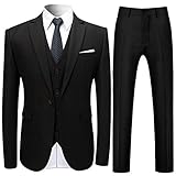 Anzug Herren Anzug Slim Fit 3 Teilig Herrenanzug 3-Teilig Anzüge Herren Modern Sakko für Business Hochzeit Schwarz XL