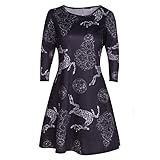 Frauen Weihnachten Langarm A Line Kleid Lose Casual Swing Tunika Kleider Rundhals Minikleid Weihnachtskleid Party Pullover Kleid für Winter Herb