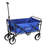 Sekey Faltbarer Bollerwagen | Handwagen | Faltwagen | Strandwagen | Gartenwagen | Outdoor Gerätewagen | Multifunktion Transportwagen bis 80 Kg 360°Drehbar für Alle Gelände Geeignet, Blau…