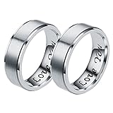 Aotiwe Versprechen Ringe Silber Ringe Ich Liebe Dich' Matte Finshed, Rostfreier Stahl Damen 65 (20.7) & Herren 52 (16.6)