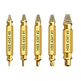 Schraubendreher-Sets, Daoxue Schraubenausdreher Set, 5 Stück Beschädigte Schraube Entferner Extraktor Set zum Entfernen leicht beschädigter Schrauben, Hergestellt aus HSS 4341 Härtegrad 62-63hrc(Gold)