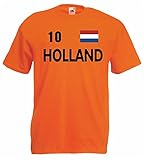 World-of-Shirt Holland Herren T-Shirt Trikot Nr.10|orange L