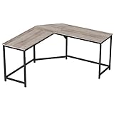 VASAGLE Eckschreibtisch, L-förmiger Computertisch, Bürotisch, Arbeitszimmer, Homeoffice, Gaming, platzsparend, einfache Montage, Industrie-Design, Greige-schwarz LWD073B02