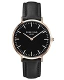 Rosefield Damen Uhr The Bowery: Roségold 38 mm Rundes Gehäuse - Schwarz BBBR-B11