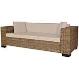 Festnight 8-TLG. Sofa Set 3-Sitzer-Sofa aus Echt Rattan Rattansofa Couch Loungesofa W