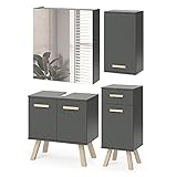 Vicco Badmöbel Set Hans Spiegelschrank Unterschrank Hängeschrank Midischrank (Set 3)