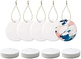 25 STÜCKE Sublimation Blank Ornament Weiße Keramik 3 Zoll Runde Porzellan Ornament mit Goldschnur zum Basteln DIY Personalisierte Weihnachten Home Decor Bulk