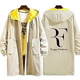 JZFGJ Sweatshirt Jacken Kapuzen Coat Tennis Grand Slam Roger Federer Übergroße Windjacke Im Freien mit Reißverschluss,Beige,L