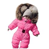 Baby Daunenjacke Parka Jacke Plüschjacke Mit Gürtel Mädchen Jungen Jumpsuit Mit Teddyfleece-Futter Winter (3M-24M) Steppjacke Winterjacke Herbstmantel Kapuzenjacke Mantel Übergangsjacke Daunenjack