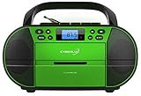 CD-Player mit Kassettendeck | Tragbares Stereo Radio | Kinder Radio | Stereo Radio | USB | CD/MP3 Player | Radio | Kopfhöreranschluss | Aux in | LCD-Display | (Cambodia Green)