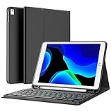 Earto Tastatur Hülle für iPad 9. Generation 2021, iPad 8 Gen Hülle mit Tastatur, Abnehmbar Kabellose Tastatur für iPad 7. Gen/Air 3. Gen/Pro 10,5, Deutsches QWERTZ-Layout, mit Pencil Halter, Schw