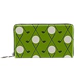 Damen-Geldbörse mit Reißverschluss und Handy-Kupplung, Vintage-Golf-Muster mit grünem Hintergrund, Reise-Geldbörse aus Leder, Clutch, Kartenhalter, Organizer, Handgelenke, Geldbö