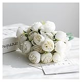 JINYIWJ Künstliche Blumen Künstliche Rose Blumen Home Weihnachtsdekoration 27 Kopf Silk Peony Bouquet Zubehör DIY. Hochzeits-Scrapbook-Herbst-Dekor (Color : D10-WHITE)